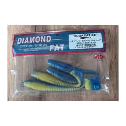 Мягкие приманки DIAMOND CUSTOM WORMS TIOGA FAT 4.5" T50: Black Blue - 4 tails — улучшенное фото