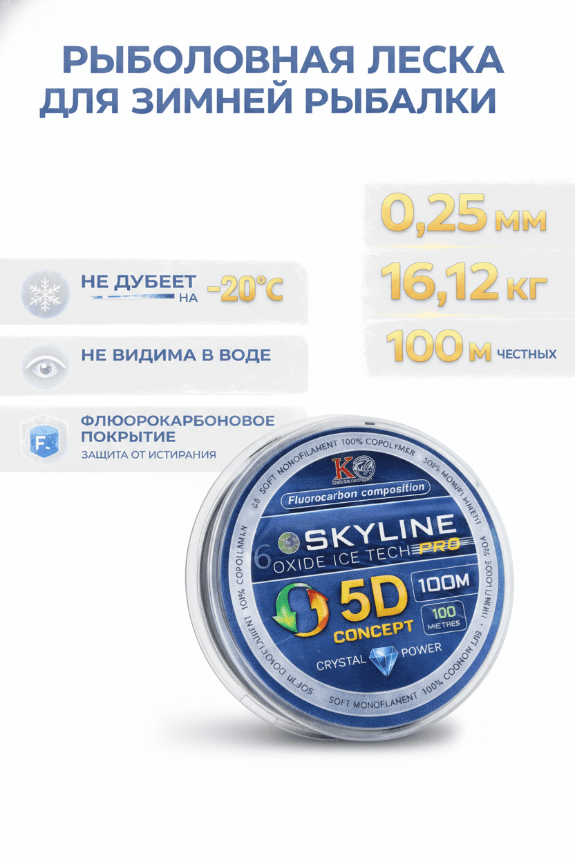 Леска рыболовная SKYLINE0,25 — улучшенное фото