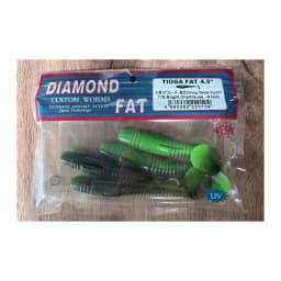 Мягкие приманки DIAMOND CUSTOM WORMS TIOGA FAT 4.5" T79: Bright Chartreuse - 4 tails — улучшенное фото