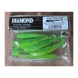 Мягкие приманки DIAMOND CUSTOM WORMS Flat Fish 3.5" PAL#37: Lime Chartreuse - 8 tails — улучшенное фото