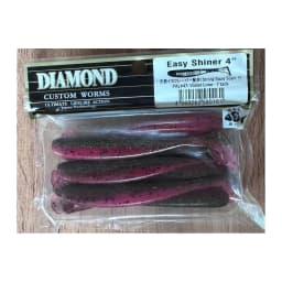 Мягкие приманки DIAMOND CUSTOM WORMS Easy Shiner 4" PAL#47: Violet Lime - 7 tails — улучшенное фото