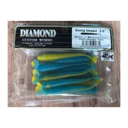 Мягкие приманки DIAMOND CUSTOM WORMS Swing Impact 3.0" PAL#21: Yellow/Blue - 10 tail — улучшенное фото