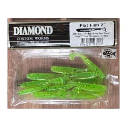 Мягкие приманки DIAMOND CUSTOM WORMS Flat Fish 2" PAL#37: Lime Chartreuse - 12 tails — улучшенное фото