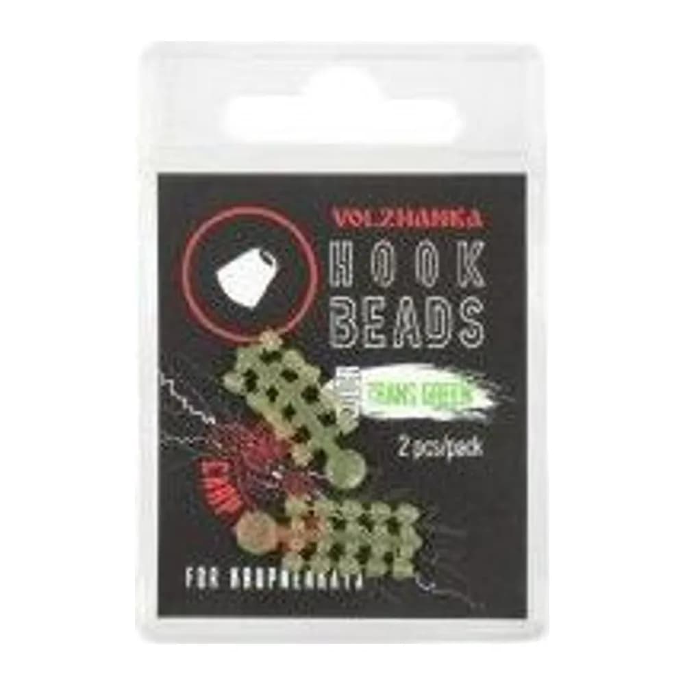 СТОПОР ДЛЯ РАЗМЕЩЕНИЯ НА КРЮЧКЕ VOLZHANKA HOOK BEADS ЦВЕТ TRANS GREEN (2ШТ/УП) — улучшенное фото