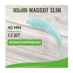 ПРИМАНКА ZUB-MAGGOT SLIM 40ММ(1,5)-12ШТ, (ЦВЕТ 502) ГОЛУБОЙ — улучшенное фото