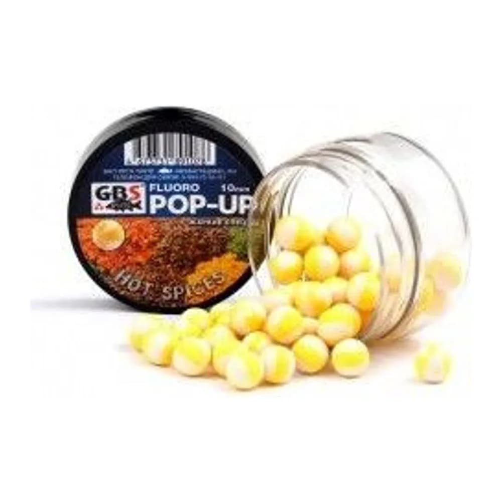 БОЙЛЫ POP-UP GBS HOT SPICES ЖЁЛТЫЙ/БЕЛЫЙ (ОСТРЫЕ СПЕЦИИ) (55 Г, 12 ММ, БАНКА) — улучшенное фото
