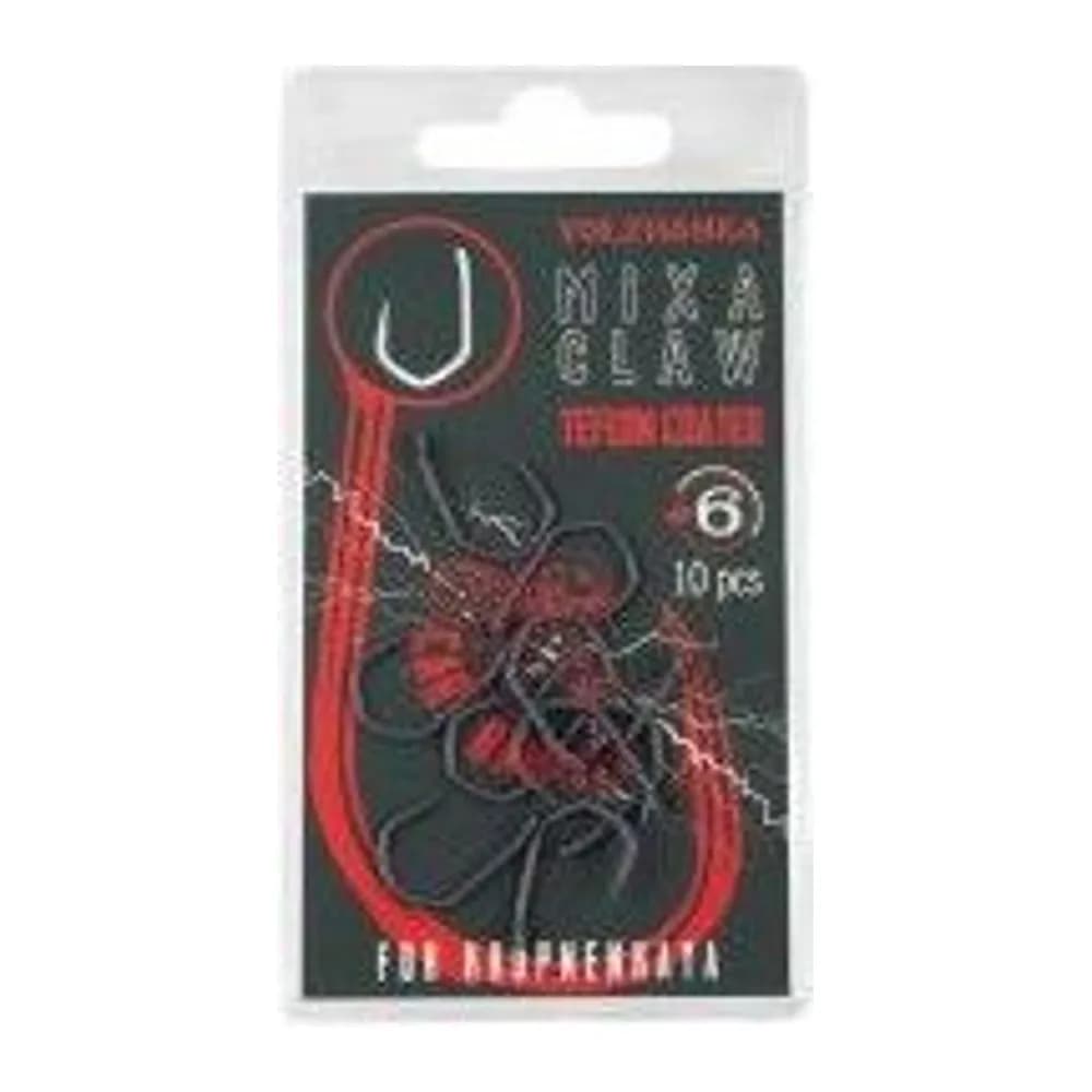 КРЮЧОК КАРПОВЫЙ VOLZHANKA MIXA CLAW TEFLON № 6 (10 ШТУК) — улучшенное фото