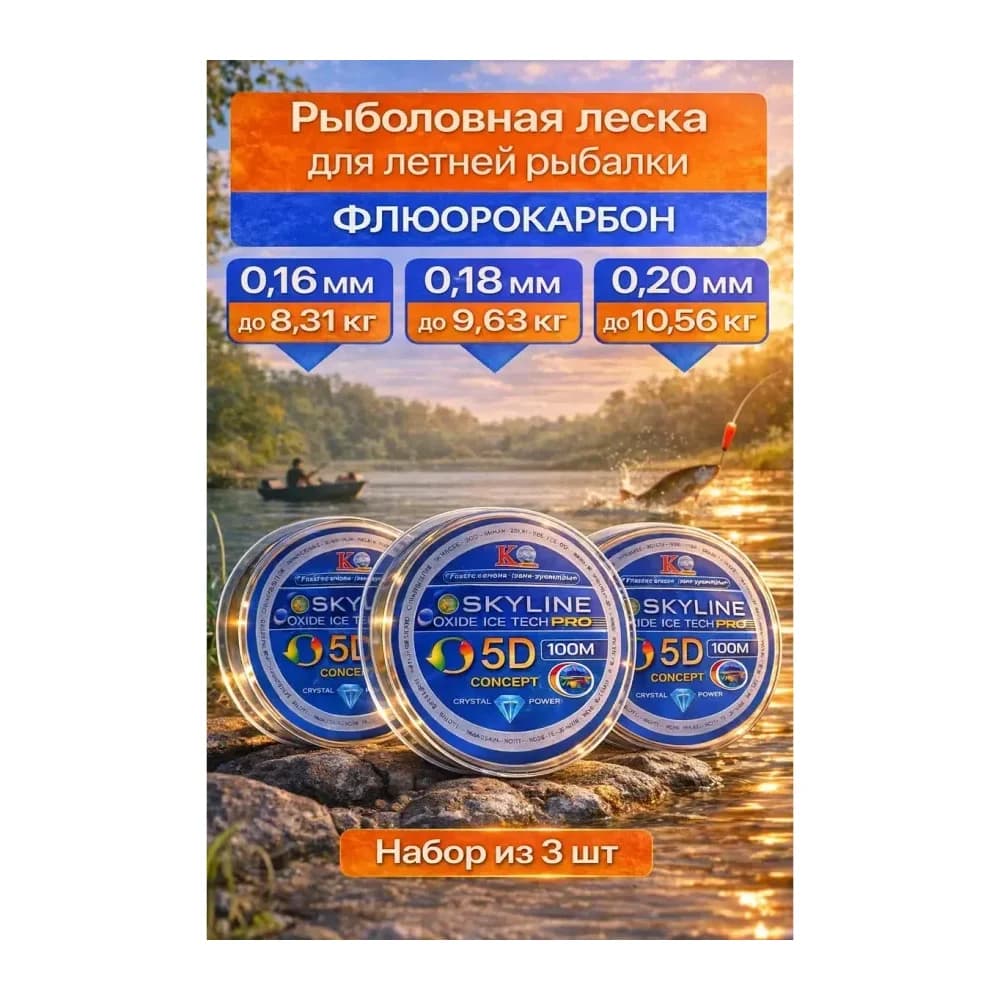Свияга Леска рыболовная набор Skyline16,18,20 — улучшенное фото