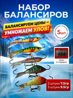 Балансиры рыболовные для зимней рыбалки 5шт в кейсе