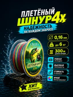 Плетенка рыболовная Свияга 300м X4 0.16