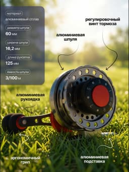 Катушка для рыбалки инерционная 60 мм