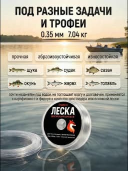 Леска рыболовная 30м 0,35 мм