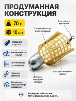 Кормушка фидерная для рыбалки "Пуля", донная 10 шт