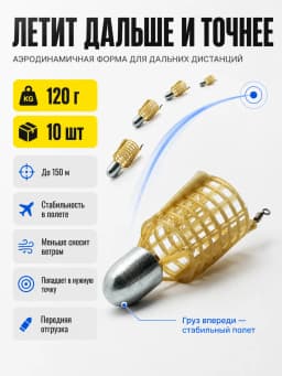 Кормушка фидерная для рыбалки "Пуля", донная 10 шт