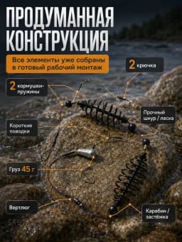 Кормушка рыболовная «Монтаж СУПЕР-КАРАСЬ 45г»