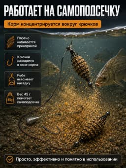 Кормушка рыболовная «Монтаж СУПЕР-КАРАСЬ 45г»