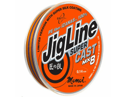 ШНУР JIG LINE SUPER CAST 0,19ММ, 16КГ, 100М, ОРАНЖЕВЫЙ/ФИОЛЕТОВЫЙ