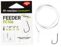 КРЮЧКИ С ПОВОДКОМ FC FEEDER СЕР. FC106 70СМ, РАЗМ.006, 0,16ММ 10ШТ.
