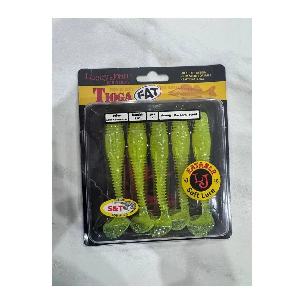 Мягкие приманки Lucky John pro series Tioga FAT желтые с блестками (5 шт) 140146-071 — улучшенное фото
