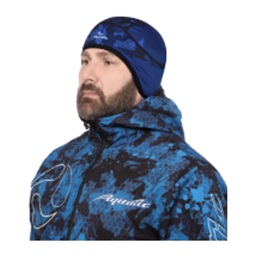 ШАПКА ДЕМИСЕЗОННАЯ С ФЛИСОМ ШФ-09 (ЦВЕТ - CAMO BLUE, БЕЗ РАЗМЕРА, ФИРМЕННАЯ ПЕЧАТЬ AQUATIC) — улучшенное фото