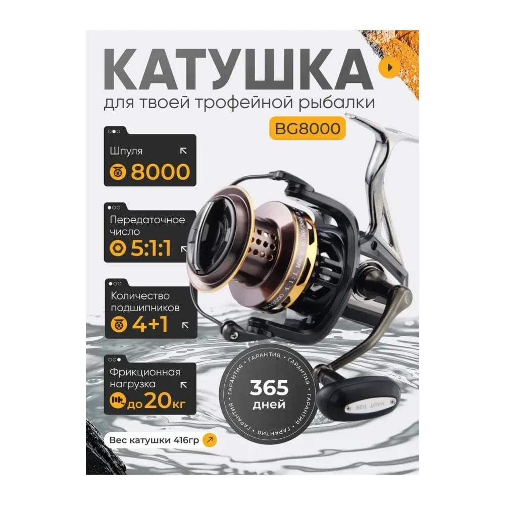 Катушка для спиннинга безынерционная для рыбалки 20 кг — улучшенное фото