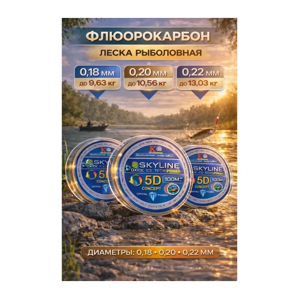 Свияга Леска рыболовная набор Skyline18,20,22 — улучшенное фото